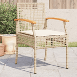 vidaXL Sedie da Giardino con Cuscini 4 pz Beige in Polyrattan e Acacia