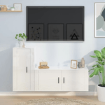 Set di Mobili Porta TV 2 pz Bianco Lucido in Legno ingegnerizzato