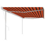 vidaXL Tenda Sole Retrattile Automatica con Pali 5x3m Arancio Marrone