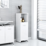 vidaXL Armadio da Bagno Bianco Lucido 30x30x95 cm in Truciolato