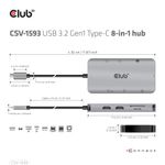 CLUB3D-CSV-1593-hub-di-interfaccia-USB-3.2-Gen-1--3.1-Gen-1--Type-C-16200-Mbit-s-Metallico