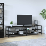 vidaXL Mobile Porta TV Nero 200x30x50cm in Legno ingegnerizzato e Metallo