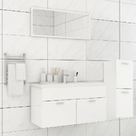 Set Mobili da Bagno Bianco Lucido in Truciolato