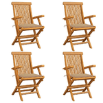 Sedie da Giardino con Cuscini Beige 4 pz Massello di Teak