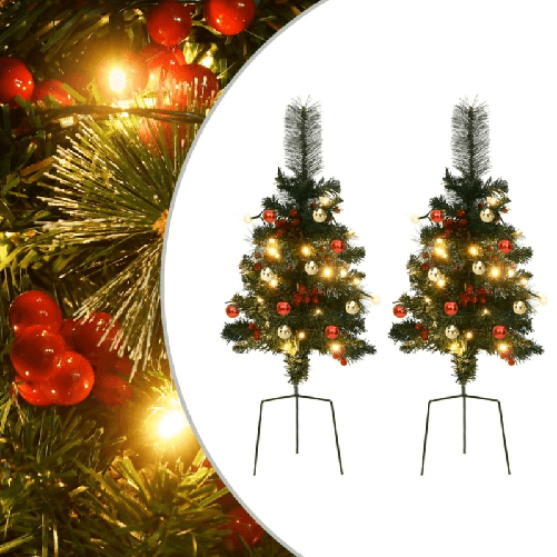 Alberi di Natale Artificiali per Viali 2 pz con LED 76 cm