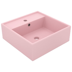 Lavabo Troppopieno Quadrato Rosa Opaco 41x41cm Ceramica