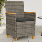 vidaXL Sedie Giardino con Cuscini 2pz Grigie Polyrattan Legno Massello