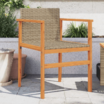 vidaXL Sedie da Giardino 2 pz Beige in Polyrattan e Legno Massello