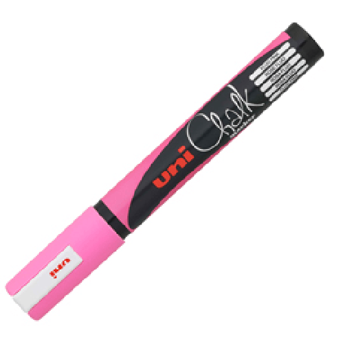 UNI-MITSUBISHI-Marcatore-a-gesso-liquido-Uni-Chalk-Marker---punta-tonda-da-180-250mm---rosa-fluo---Uni-Mitsubishi