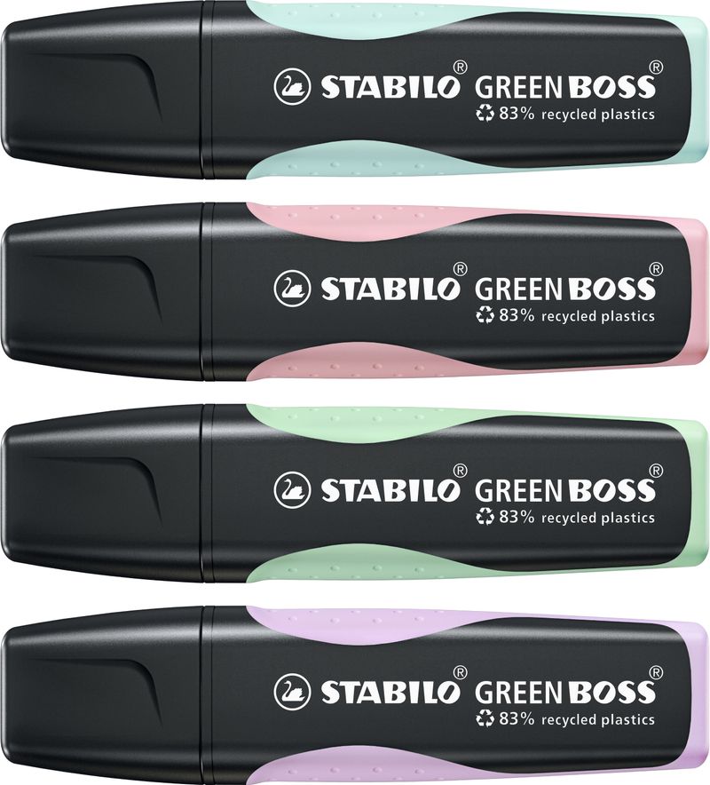 STABILO-GREEN-BOSS-evidenziatore-4-pz-Punta-smussata-Verde-Menta-Rosa-Viola