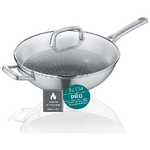 Moneta Set Wok 11 Manico 32cm con Coperchio Tricion Resist