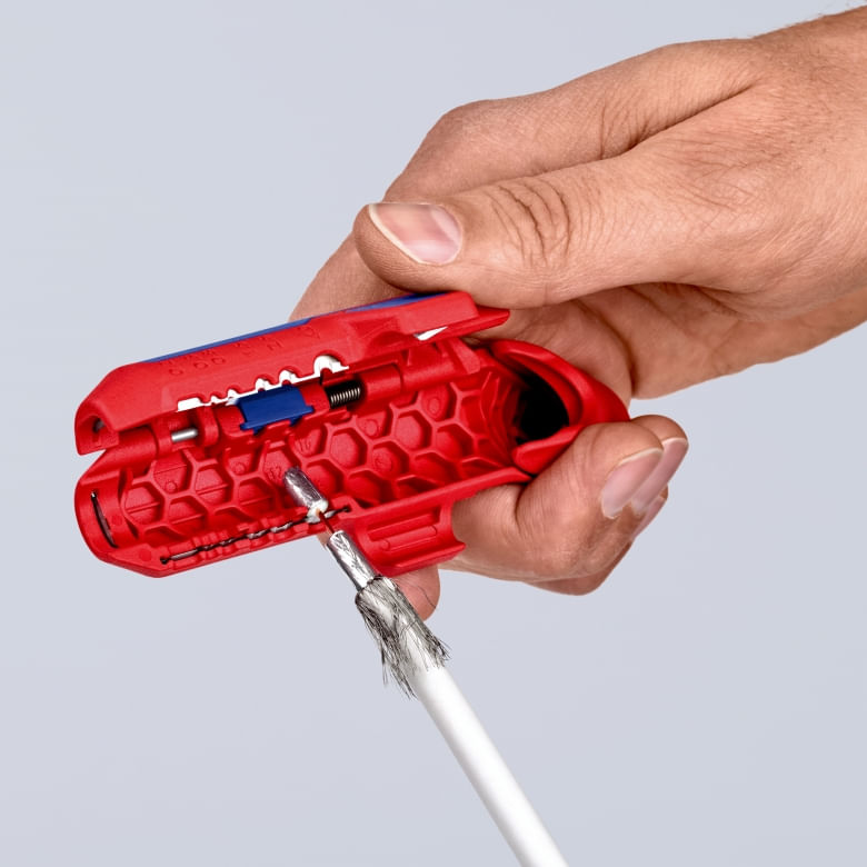 Knipex-ErgoStrip-pinza-spellacavi-Blu-Rosso