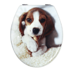 Cleafe-copriwater Universale In Legno Mdf Resistente Con Stampa Cane Beagle Cerniere Wc -        3,5