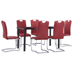 vidaXL Set Sala da Pranzo 7 pz in Similpelle Rosso