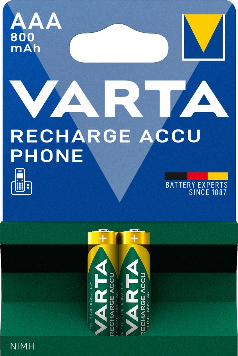 Varta-Recharge-Accu-Phone-AAA-800-mAh-Blister-da-2--Batteria-NiMH-Accu-Micro-ricaricabile-