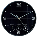 UNILUX Orologio da parete On Time - 4 fusi orari - diametro 30 cm - nero - Unilux