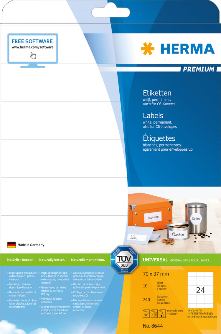 HERMA-8644-etichetta-per-stampante-Bianco-Etichetta-per-stampante-autoadesiva