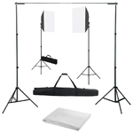 vidaXL Kit per Studio Fotografico con Luci Softbox e Fondale