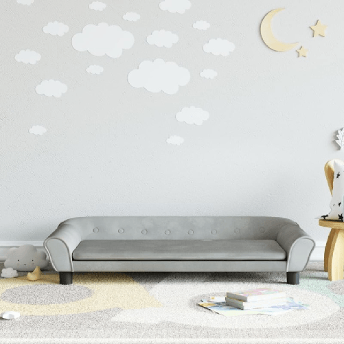 vidaXL Divano per Bambini Grigio Chiaro 100x50x26 cm in Velluto