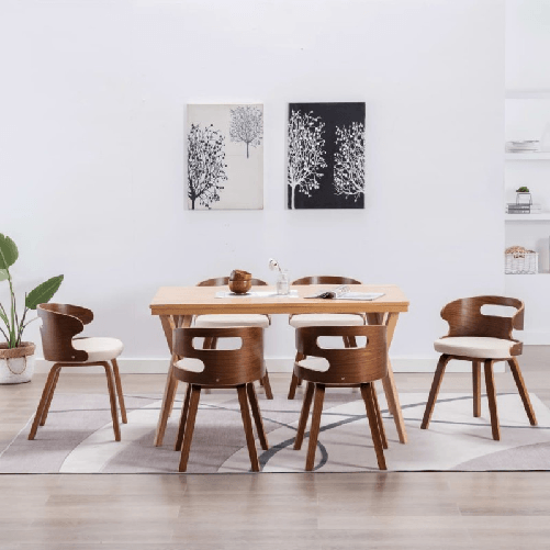 vidaXL Sedie da Pranzo 6 pz Crema in Legno Piegato e Similpelle