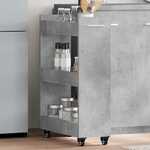 vidaXL Mobile con Ruote Grigio Cemento 60x22x79cm in Legno Multistrato