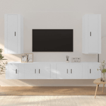 Set di Mobili Porta TV 6 pz Bianco in Legno ingegnerizzato