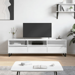 Mobile Porta TV Bianco Lucido 150x30x44,5 cm Legno ingegnerizzato