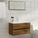 Set Mobili da Bagno 2 pz Rovere Fumo in Legno Ingegnerizzato