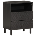 vidaXL Comodino Nero 50x33x60 cm in Legno Massello di Mango