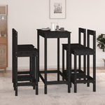 Set da Bar 5 pz Nero in Legno Massello di Pino