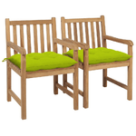 vidaXL Sedie da Giardino 2 pz Cuscini Verde Brillante in Legno di Teak