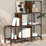 vidaXL Libreria Rovere Fumo 92x30x102 cm Legno Multistrato e Metallo