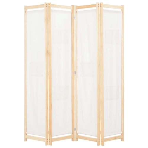 vidaXL Divisorio a 4 Pannelli Crema 160x170x4 cm in Tessuto