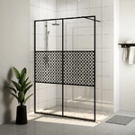 Parete per Doccia Walk-in Vetro Trasparente ESG 140x195cm Nera