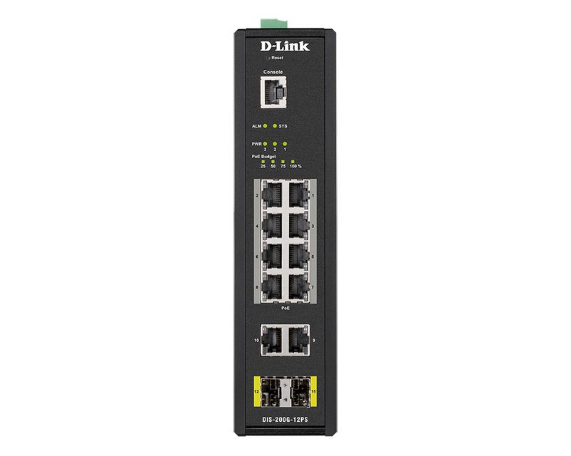 D-Link-DIS-200G-12PS-switch-di-rete-Gestito-L2-Gigabit-Ethernet--10-100-1000--Supporto-Power-over-Ethernet--PoE--Nero