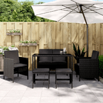 vidaXL Set da Pranzo da Giardino 6 pz con Cuscini Nero in Polyrattan