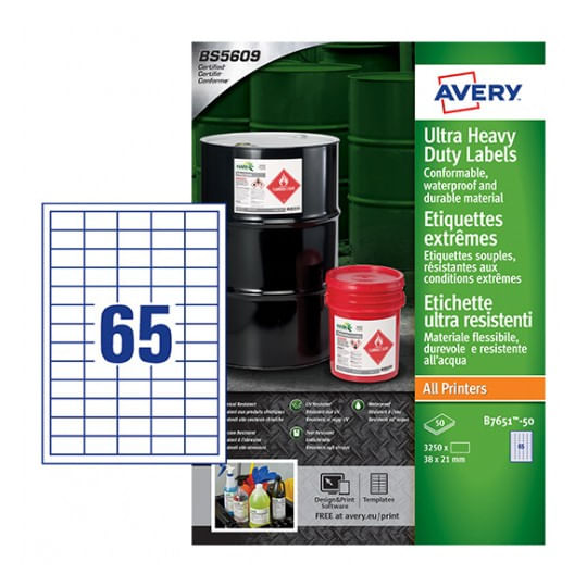 Avery-B7651-50-etichetta-autoadesiva-Rettangolo-Permanente-Bianco-3250-pz