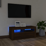 Mobile Porta TV con Luci LED Rovere Marrone 90x35x40 cm