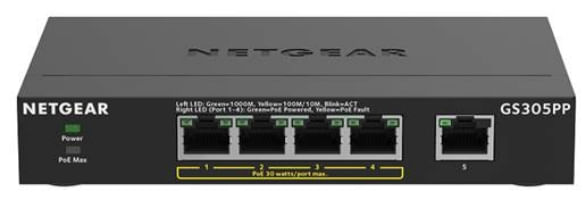 NETGEAR-GS305PP-Non-gestito-Gigabit-Ethernet--10-100-1000--Supporto-Power-over-Ethernet--PoE--Nero