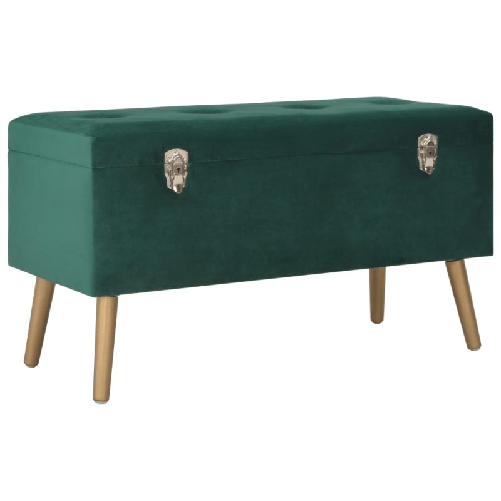 Panca con Vano Portaoggetti 80 cm Verde in Velluto