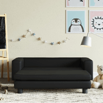 vidaXL Divano per Bambini con Poggiapiedi Nero 100x50x30 cm Similpelle