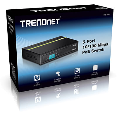 Trendnet-TPE-S50-switch-di-rete-Non-gestito-L2-Fast-Ethernet--10-100--Supporto-Power-over-Ethernet--PoE--Nero