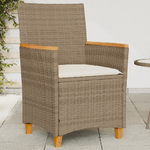 vidaXL Sedie Giardino con Cuscini 2 pz Beige Polyrattan Legno Massello