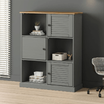 vidaXL Libreria VIGO 90x35x114,5 cm in Legno Massello di Pino Grigio