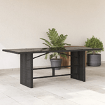 vidaXL Tavolo da Giardino Piano in Vetro Nero 190x80x74 cm Polyrattan