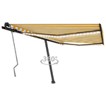 Tenda da Sole Retrattile Manuale LED 400x350 cm Gialla Bianca