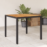 vidaXL Tavolo Giardino Piano Legno Acacia Nero 90x90x75 cm Polyrattan