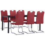 Set Sala da Pranzo 7 pz in Similpelle Rosso