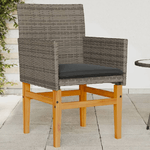 vidaXL Sedie Giardino con Cuscini 2pz Grigie Polyrattan Legno Massello