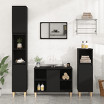 Set Mobili da Bagno 3 pz Nero in Legno ingegnerizzato